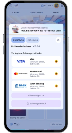 Bonusaktivierung nach der Einzahlung